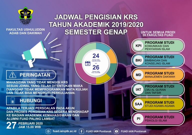 Jadwal Pengisian KRS FUAD IAIN Pontianak Semester Genap Tahun Akademik 2019/2020