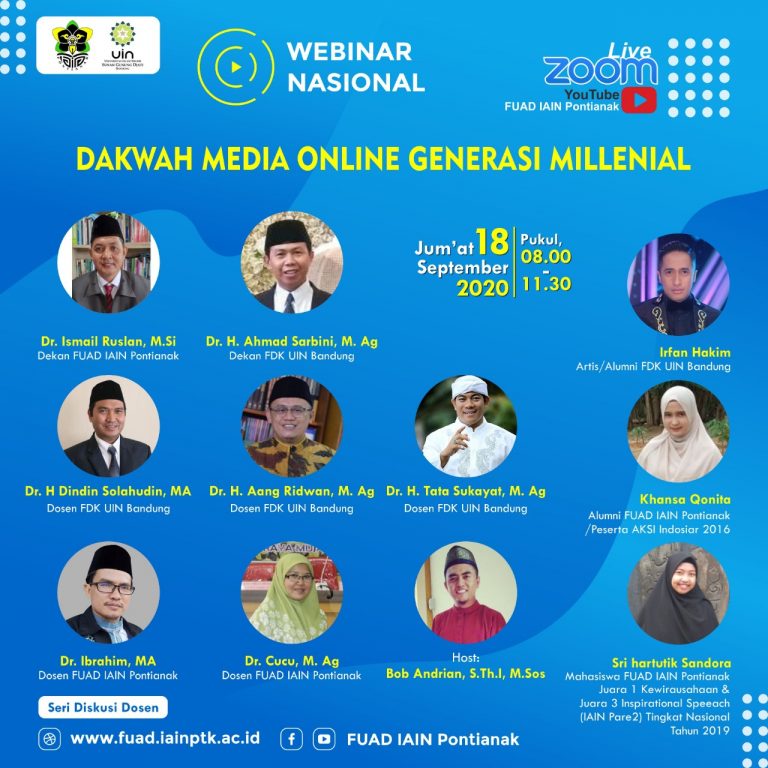 Sasar Generasi Milenial, Webinar Nasional Dakwah Media Online  FUAD IAIN Pontianak Sukses DIgelar