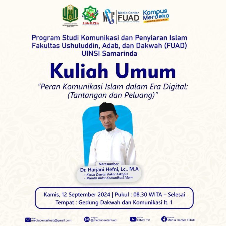 Dr. H. Harjani Hifni, Lc., M.A. Isi Kuliah Umum di Fakultas Ushuluddin, Adab, dan Dakwah UINSI Samarinda