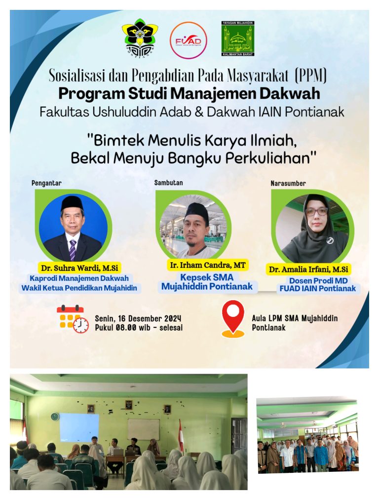 Program Studi Manajemen Dakwah IAIN Pontianak Lakukan Sosialisasi dan PPM Ke Lembaga Mujahiddin Pontianak